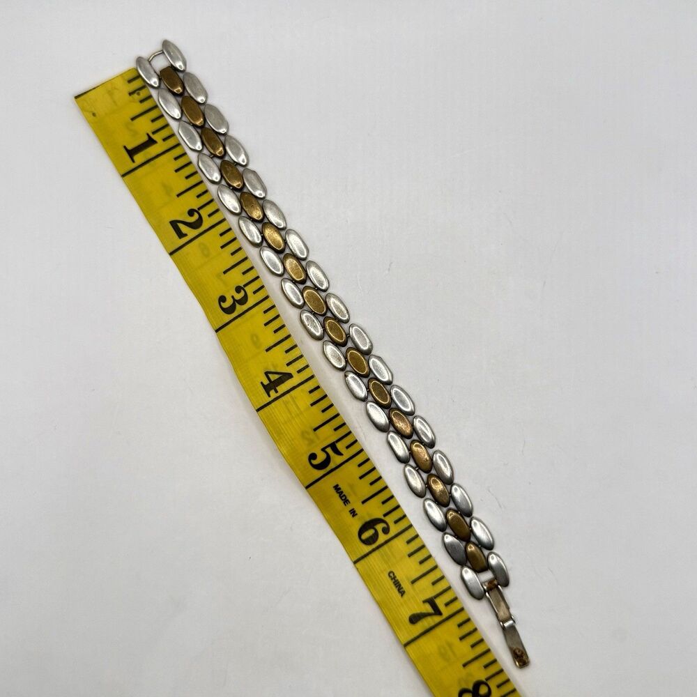 Vintage Taxco Mexico 925 IT-04 2 Tone Sterling Silver Brick Modernist Bracelet - Picture 7 of 11
